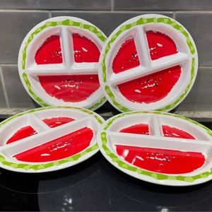 Watermelon Sectioned Plates Heavy Duty Melamine Plastic Kids
